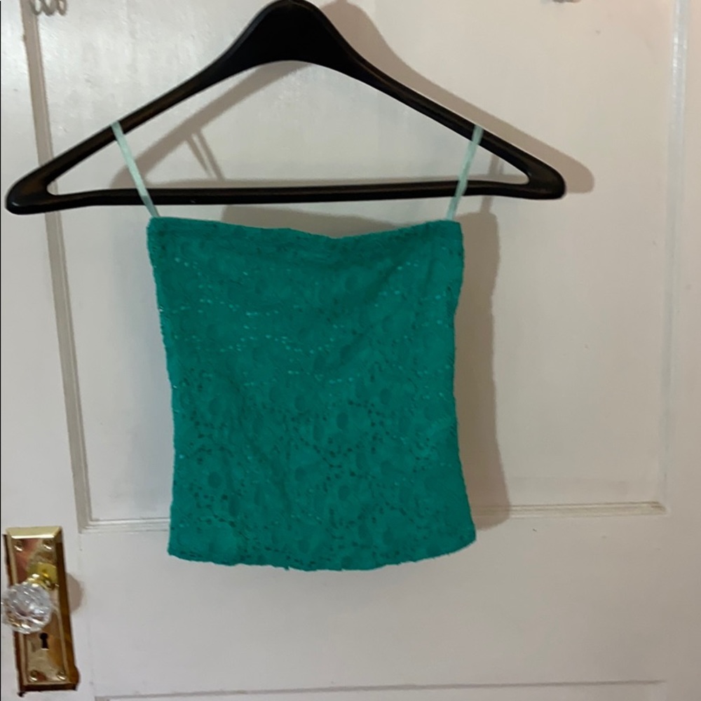 Green lace tube top